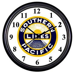 Southern Pacific Railroad Clock - T-shirts - Magnets  - Mugs - Decals - Lighters